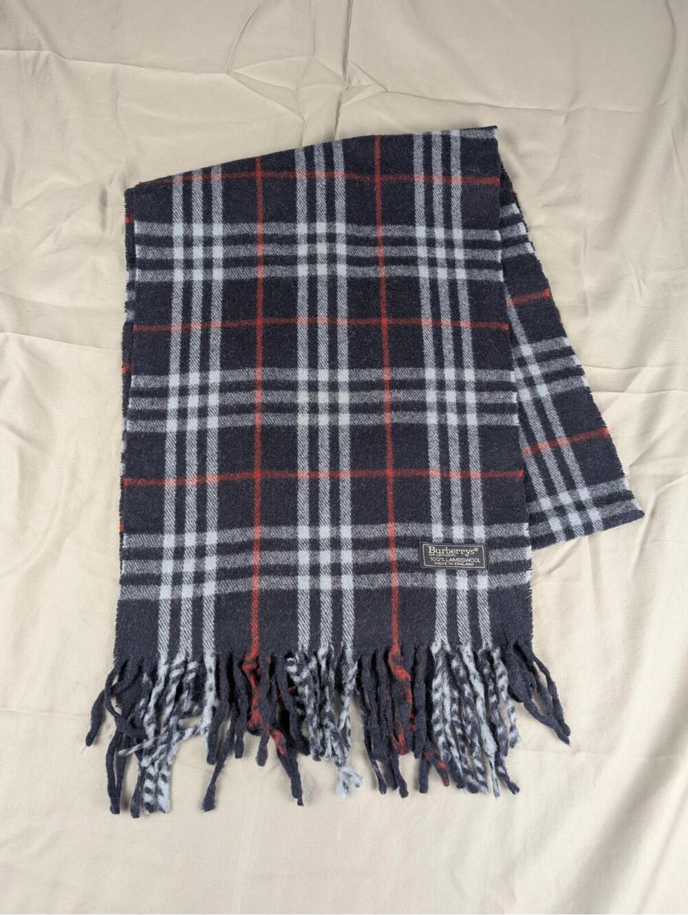 Vintage Burberry of London 100% Lambs Wool Scarf Multicolor Burberrys